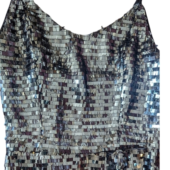 NBD x Revolve long gunmetal Cocktail Showgirl Embellished Sequined Gown Sz S - Picture 4 of 15